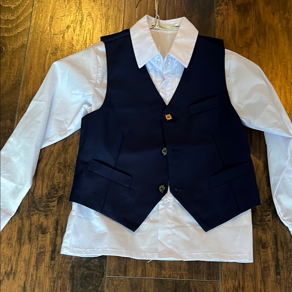 Navy Blue Vest with White Shirt